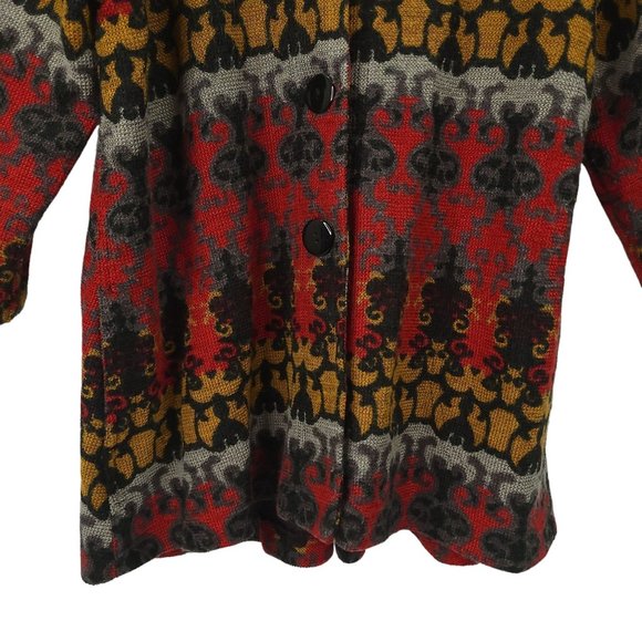 Luii Button Front Cardigan Womens M Wool Blend Slit Pockets Tab Half Sleeve - Picture 10 of 16